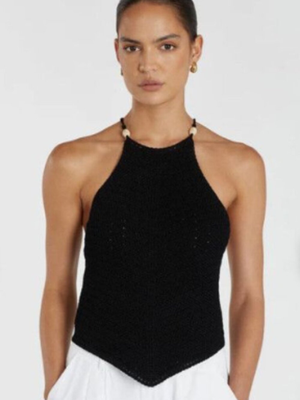 DISSH Morgan Black Crochet Halter Top Size M NWT
